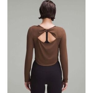 Lululemon Ribbed Modal Silk Twist-Back Yoga LS Top Java Brown Size 12
